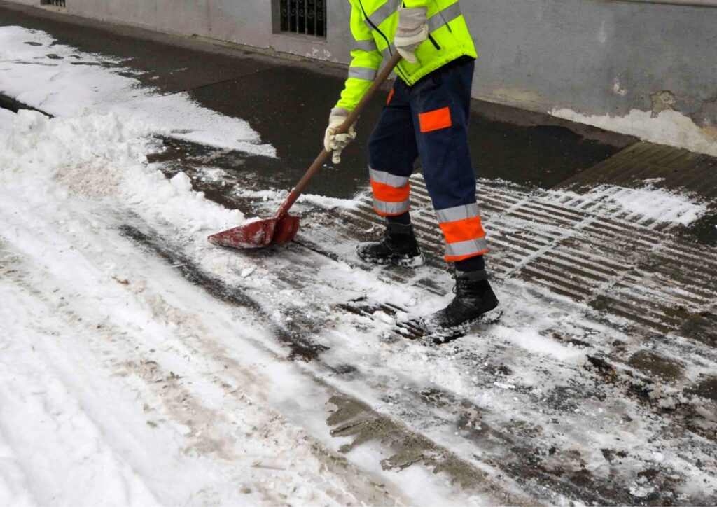 snow removal outside an office building